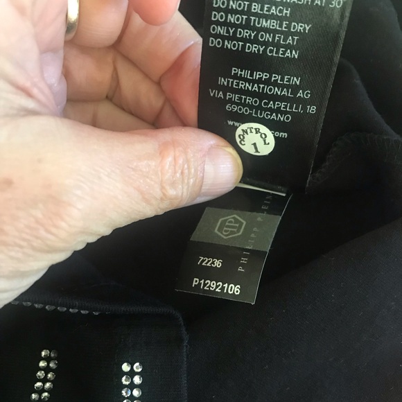 Philipp Plein Black T-Shirt Rhinestone Stripes Size Medium NWOT Gorgeous - Picture 7 of 9